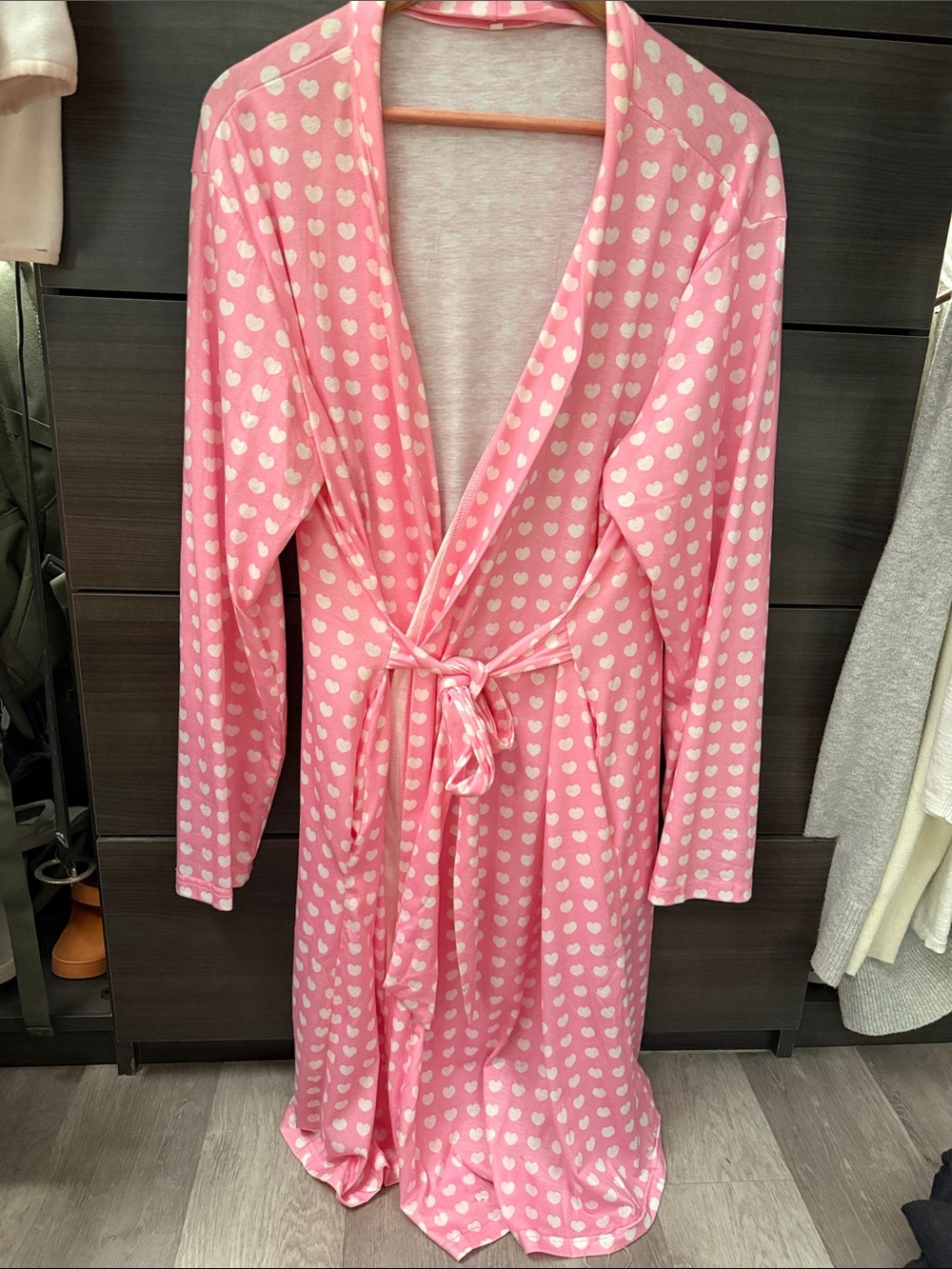 Pink Heart-Print Women's Robe - Brand Unspecified